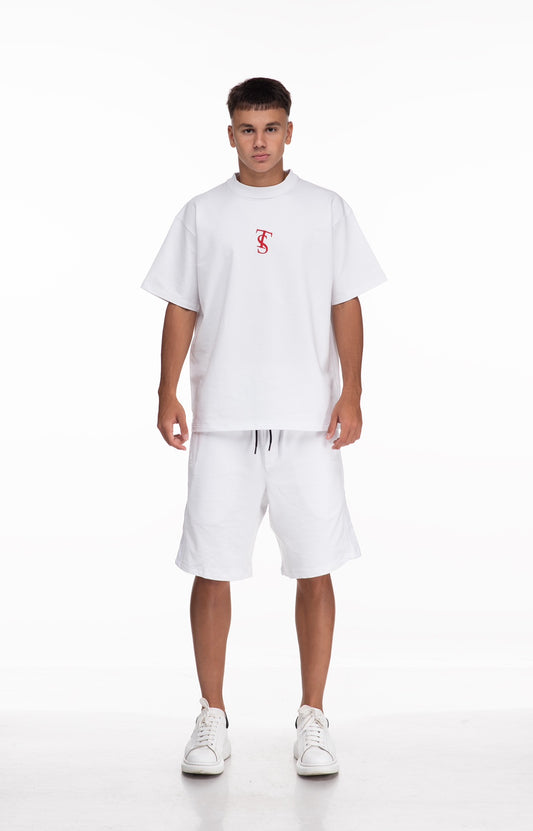 RED TS WHITE TEE